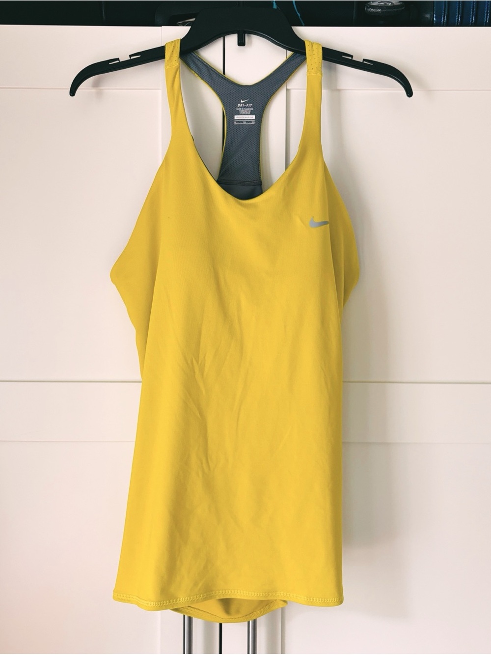 Nike Yellow Long Racerback Tank with Built-in Sports Bra (Women's)